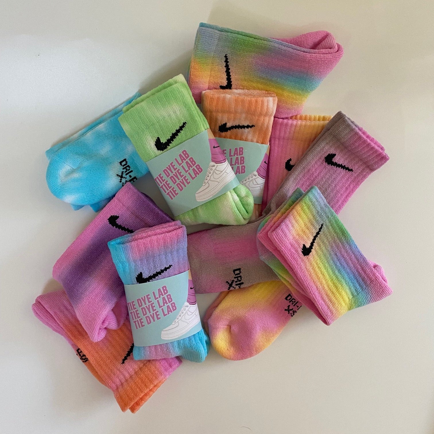 pastel tie dye nike socks