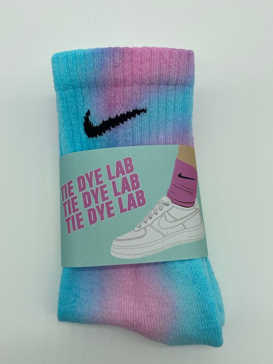 Bubblegum blue and pink nike tie dye socks