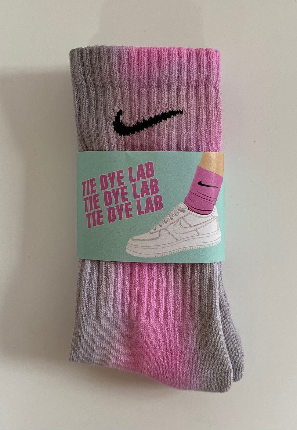 Berry Twist grey and pink nike tie dye socks