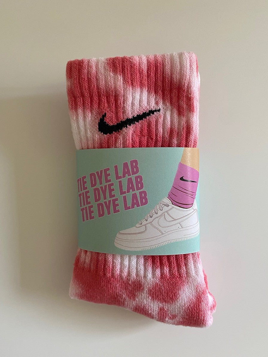 Red nike tie dye socks