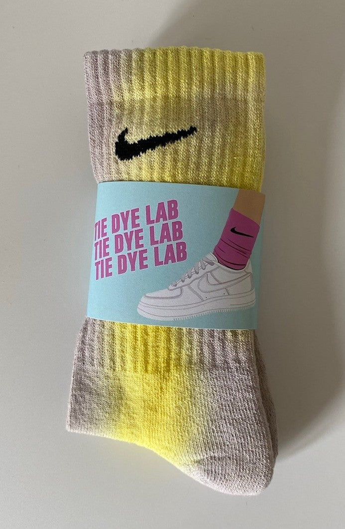 Lemon twist grey and yellow nike tie dye socks