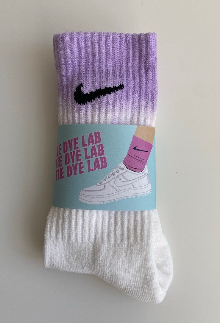 Lilac dust lilac and white nike tie dye socks