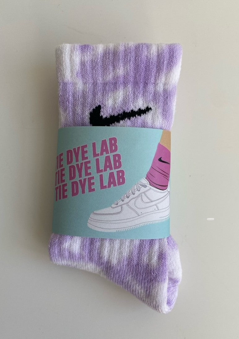 Lilac and white nike tie dye socks