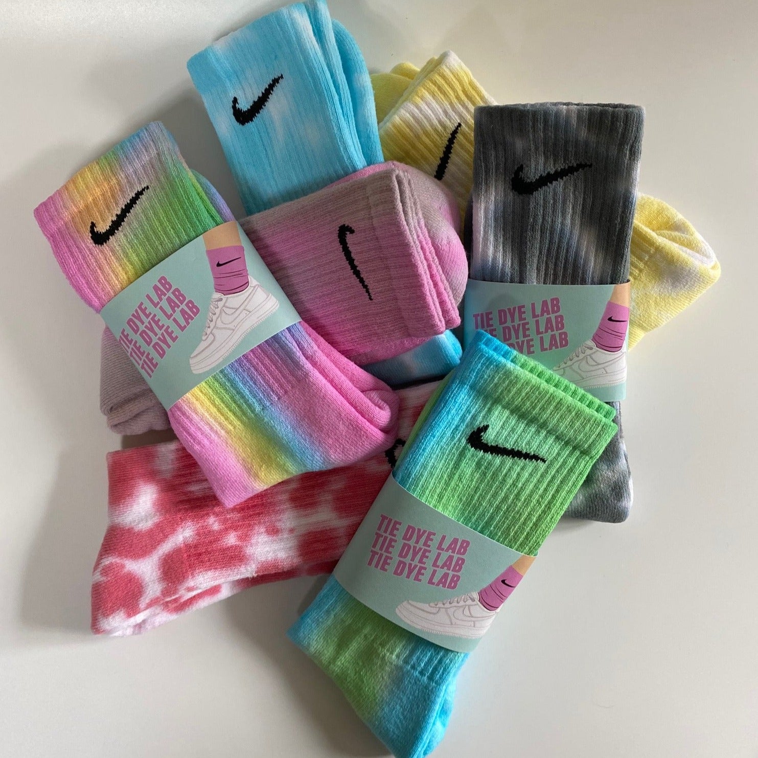 MENS NIKE TIE DYE CREW/LONG SOCKS PAIR – TIE DYE LAB