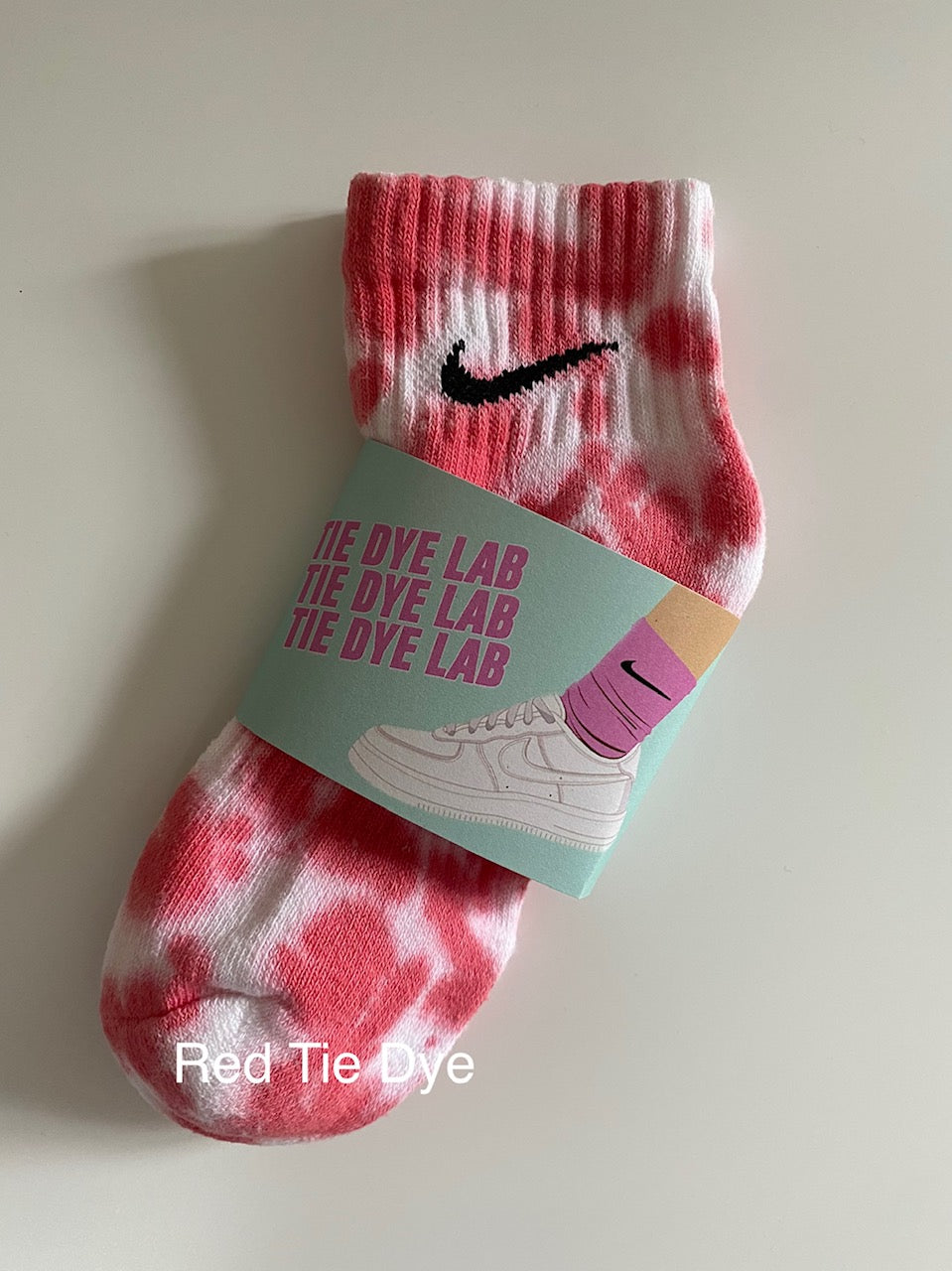 Red tie dye Nike ankle sock