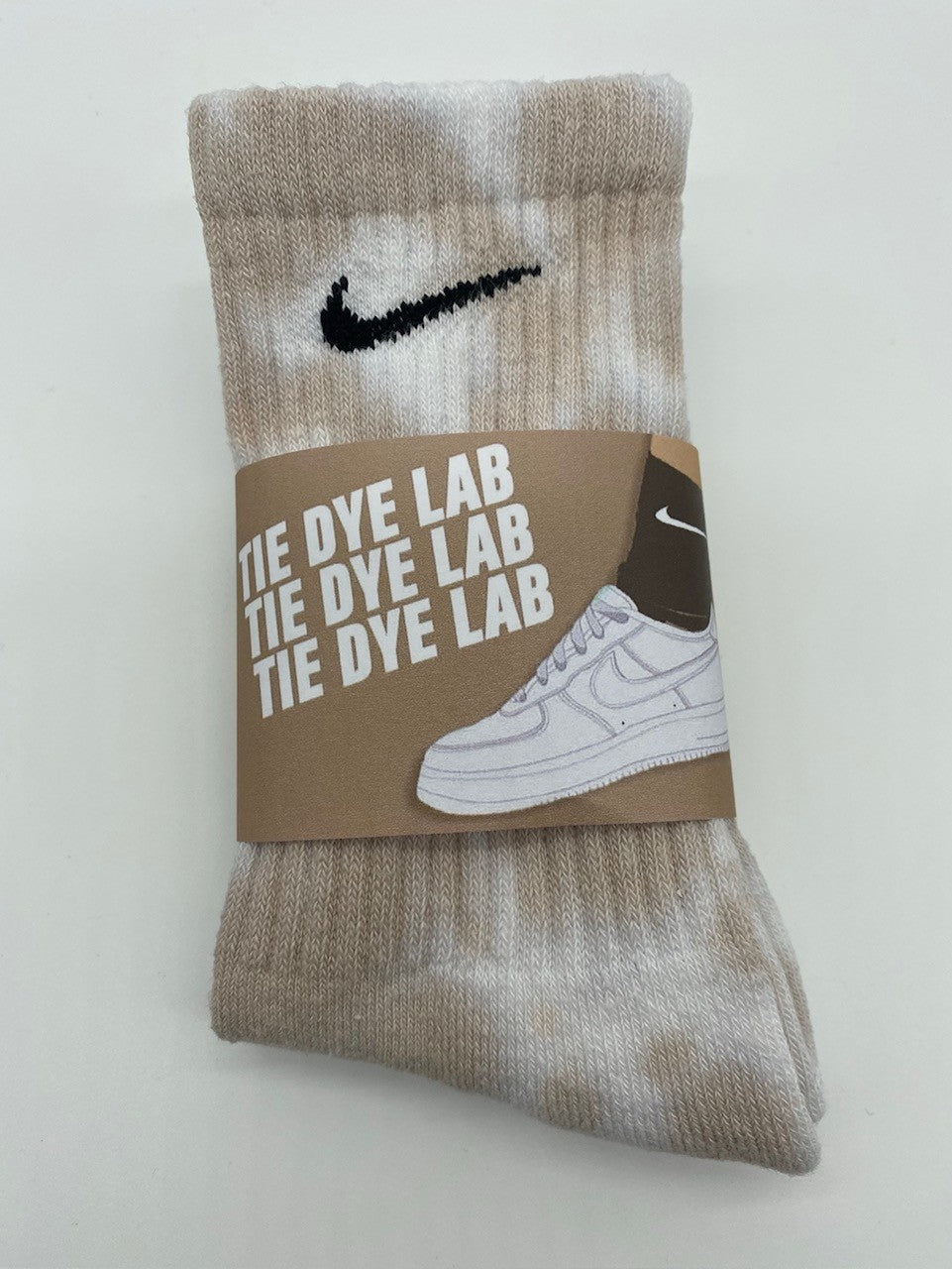 Latte tie dye brown and white nike socks