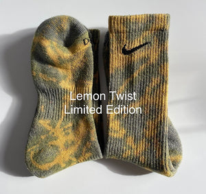 lemon twist nike tie dye socks grey and yellow