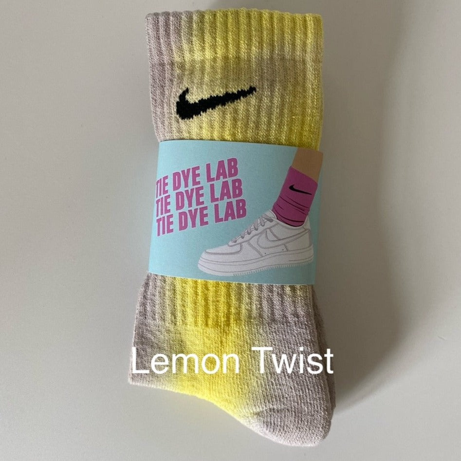 Nike tie dye lemon twist sock grey and yellow