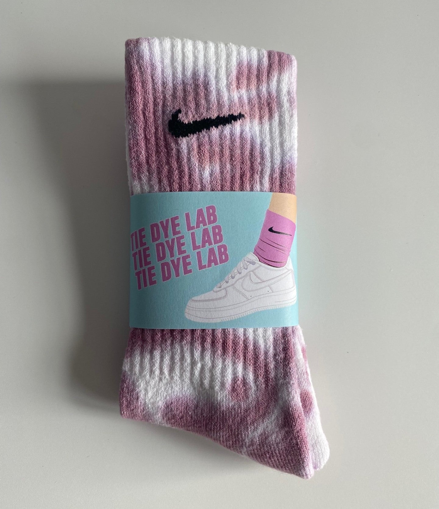 Burgundy Nike tie dye sock