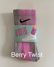 Load image into Gallery viewer, Nike tie dye crew sock grey and pink Berry Twist

