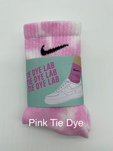 Nike tie dye crew sock pink and white