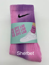 Load image into Gallery viewer, Nike tie dye crew sock pink and purple Sherbet
